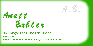 anett babler business card